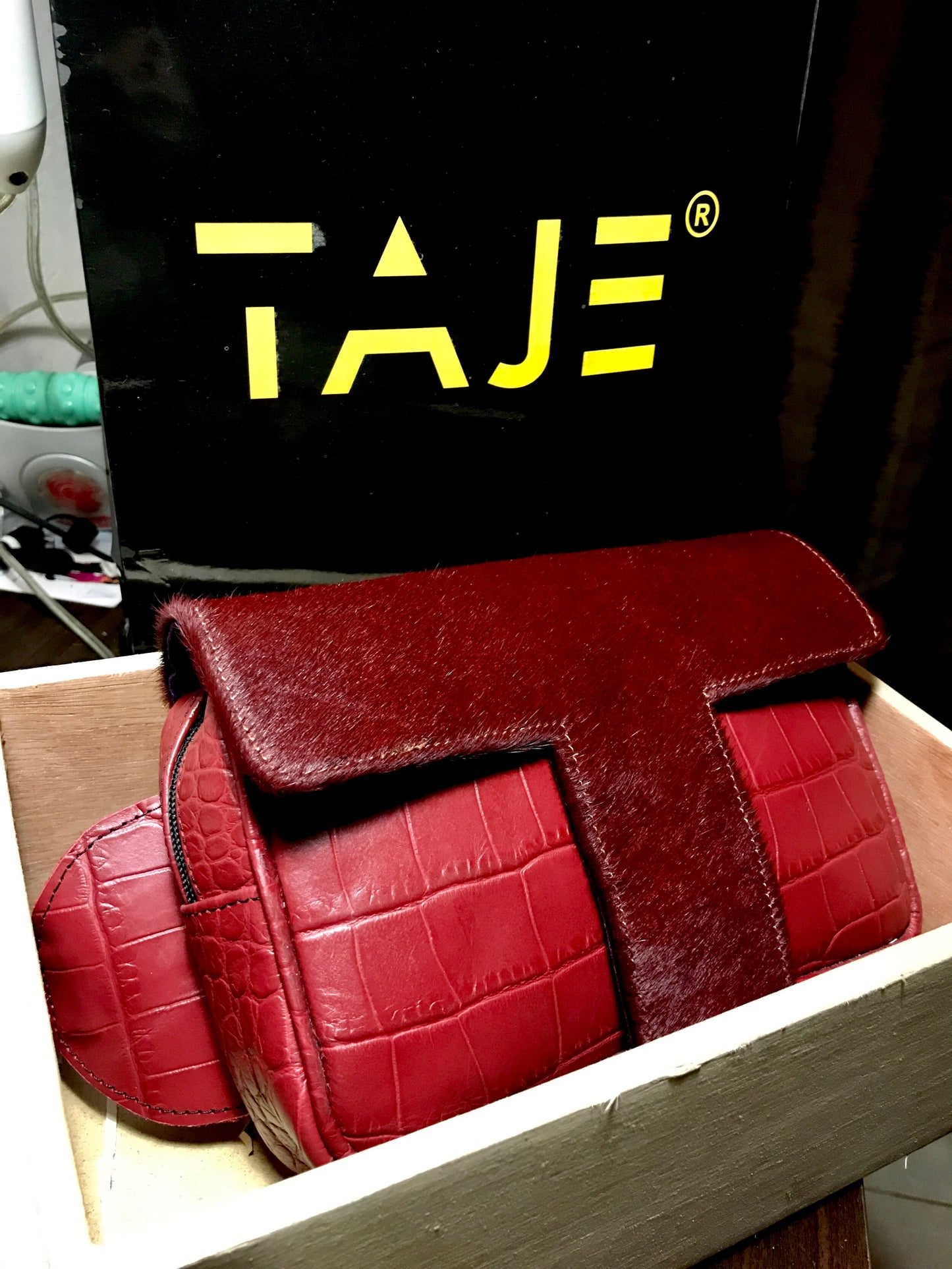 RED SNAKESKIN X CALF HAIR TPACK