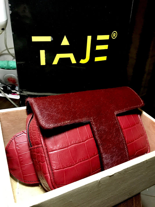 RED SNAKESKIN X CALF HAIR TPACK