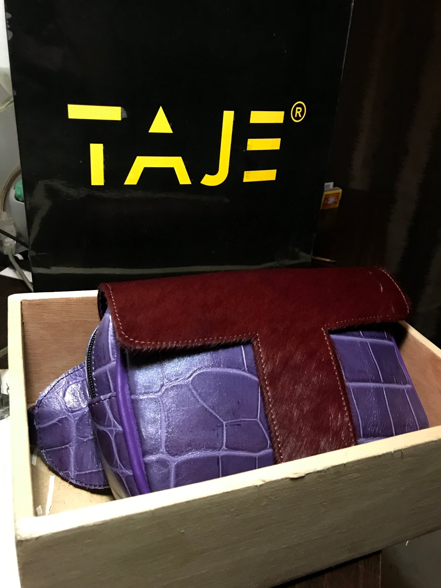 LILAC CROCODILE SKIN X MAROON CALF HAIR T PACK