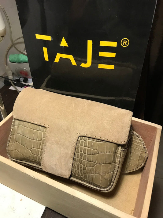 GREY CROCODILE SKIN SUEDE T PACK